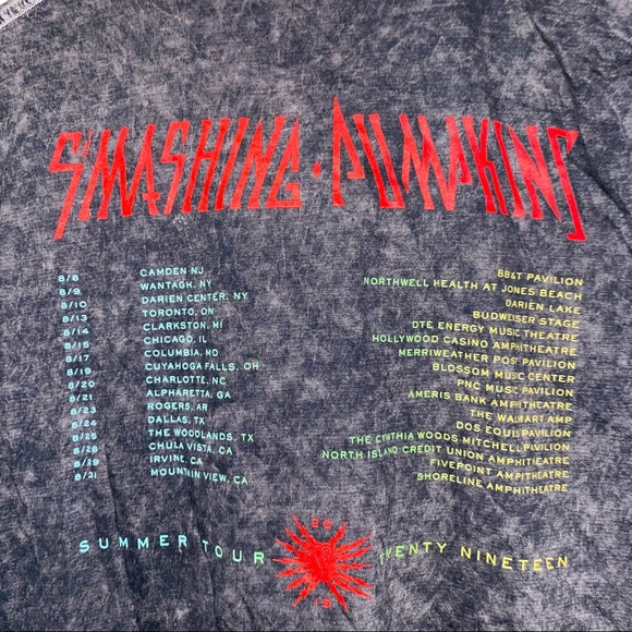 SMASHING PUMPKINS π 2019 Summer Tour Stonewash Band Tee L - Picture 2 of 8